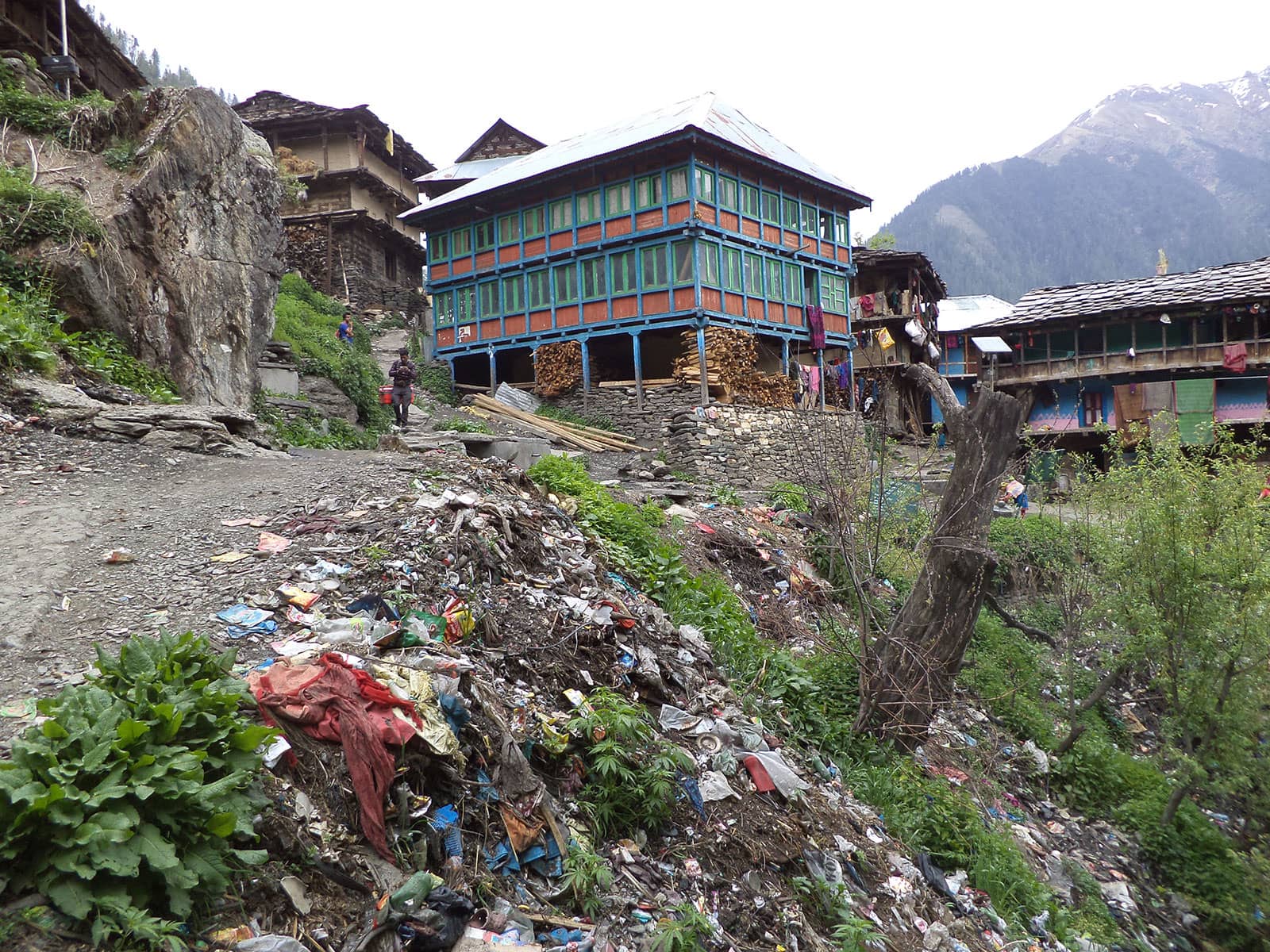 Garbage dumped in a valley in the outskirts of Malana