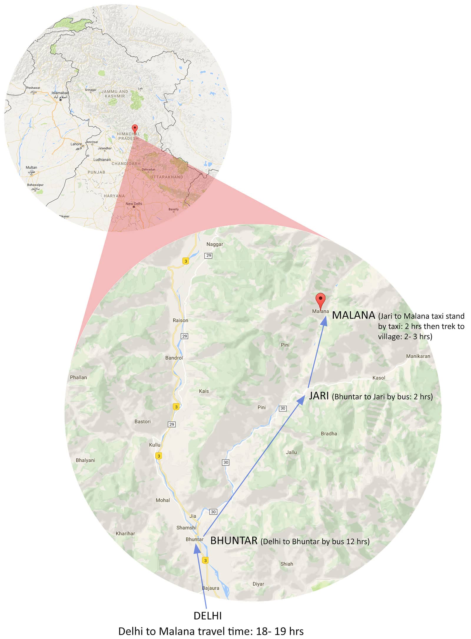 Malana location map