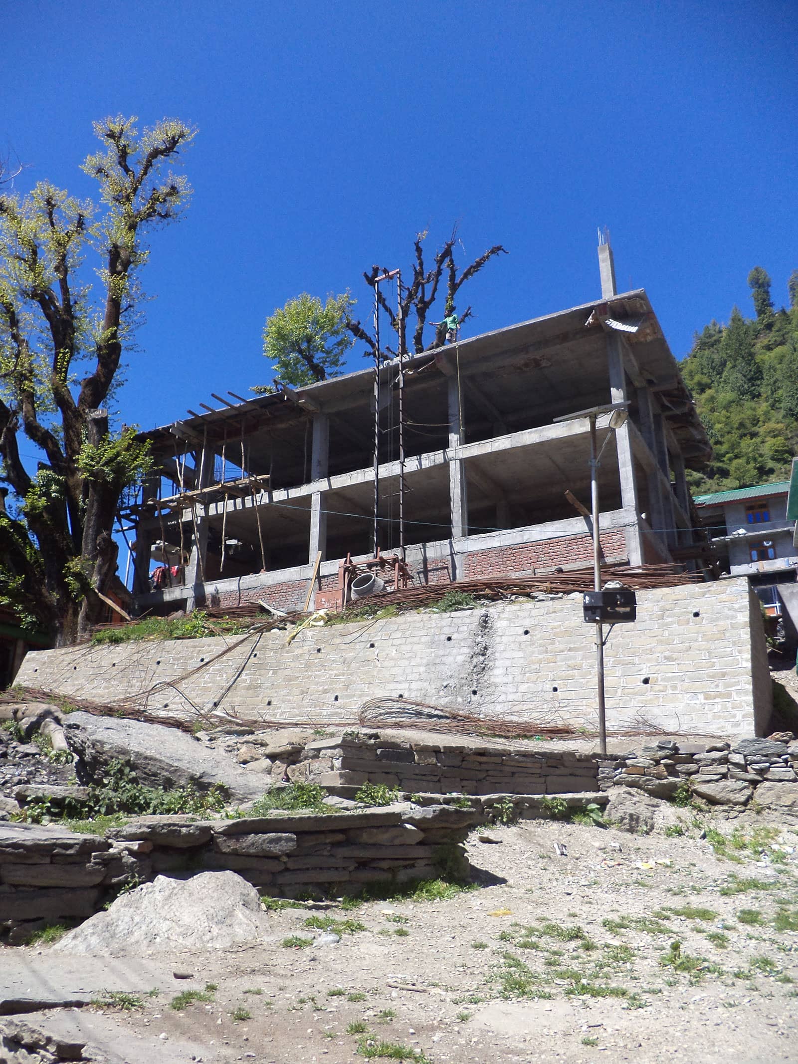 Construction of a new building near the temple complex